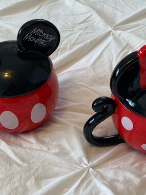 Disney Red & Black Mickey Mouse Polka Dot Ceramic Set